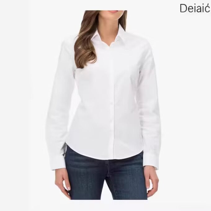 New style women's long-sleeved loose white blouse