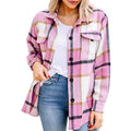 European-style women's dress with a turned-up collar and check pattern, long style for ladies